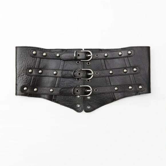 ZARA STUDDED 100% COW LEATHER CUMMERBUND main image 6